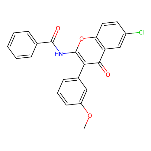 N-(6-chloro-3-(3-methoxyphenyl)-4-oxo-4H-chromen-2-yl)benzamide structure