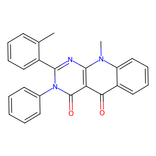 10-methyl-2-(2-methylphenyl)-3-phenylpyrimido[4,5-b]quinoline-4,5(3H,10H)-dione structure
