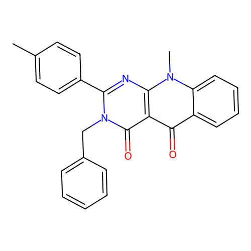 3-benzyl-10-methyl-2-(4-methylphenyl)pyrimido[4,5-b]quinoline-4,5(3H,10H)-dione structure