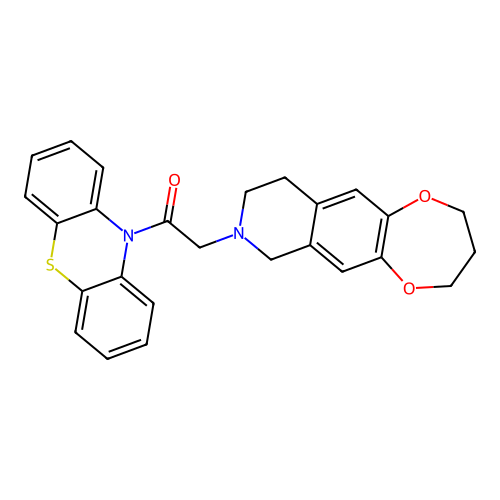 1-(10H-phenothiazin-10-yl)-2-(3,4,9,10-tetrahydro-2H-[1,4]dioxepino[2,3-g]isoquinolin-8(7H)-yl)ethanone structure