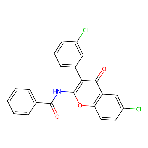 N-(6-chloro-3-(3-chlorophenyl)-4-oxo-4H-chromen-2-yl)benzamide structure