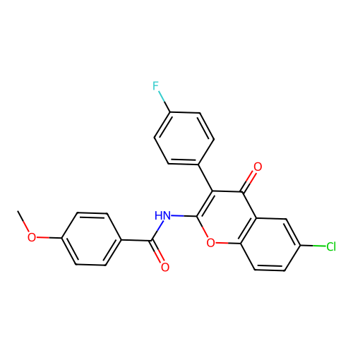 N-(6-chloro-3-(4-fluorophenyl)-4-oxo-4H-chromen-2-yl)-4-methoxybenzamide structure