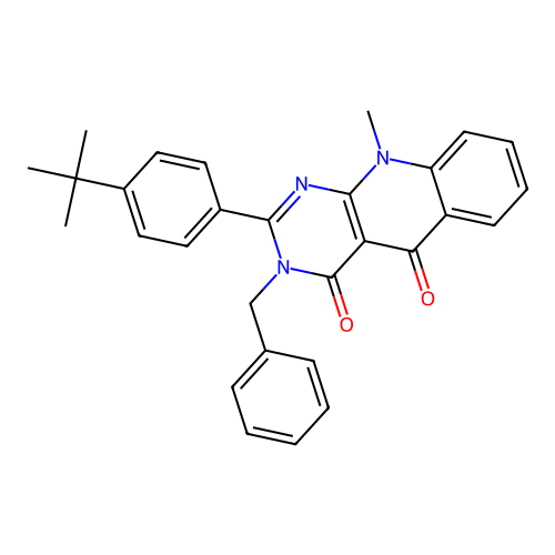 3-benzyl-2-(4-(tert-butyl)phenyl)-10-methylpyrimido[4,5-b]quinoline-4,5(3H,10H)-dione structure