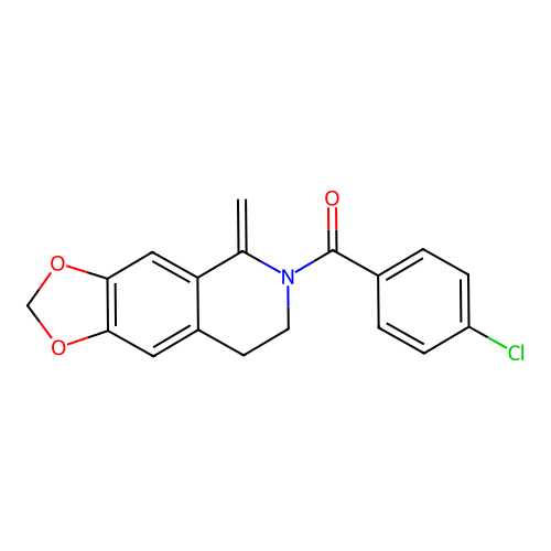 (4-chlorophenyl)-(5-methylidene-7,8-dihydro-[1,3]dioxolo[4,5-g]isoquinolin-6-yl)methanone structure
