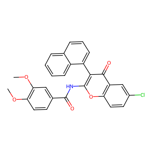 N-(6-chloro-3-(naphthalen-1-yl)-4-oxo-4H-chromen-2-yl)-3,4-dimethoxybenzamide structure