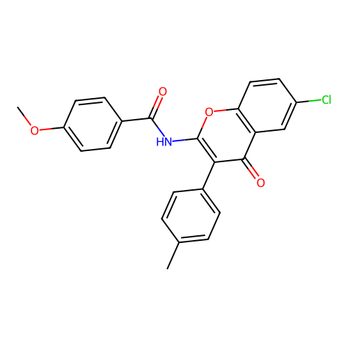 N-[6-chloro-3-(4-methylphenyl)-4-oxo-4H-chromen-2-yl]-4-methoxybenzamide structure