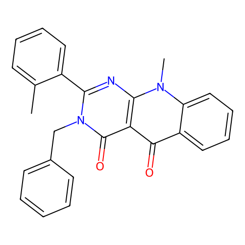 3-benzyl-10-methyl-2-(2-methylphenyl)pyrimido[4,5-b]quinoline-4,5(3H,10H)-dione structure