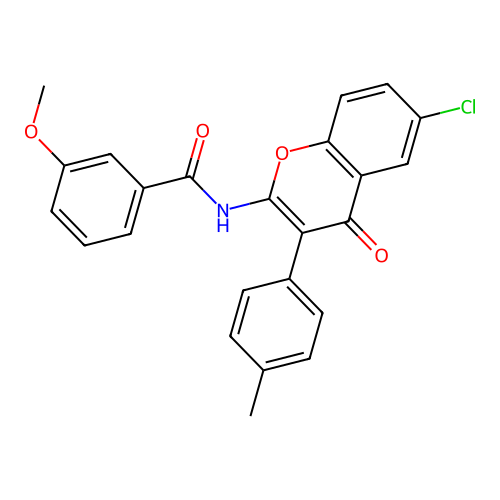 N-[6-chloro-3-(4-methylphenyl)-4-oxo-4H-chromen-2-yl]-3-methoxybenzamide structure