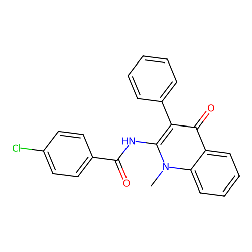 4-chloro-N-(1-methyl-4-oxo-3-phenyl-1,4-dihydroquinolin-2-yl)benzamide structure