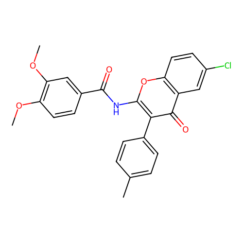 N-[6-chloro-3-(4-methylphenyl)-4-oxo-4H-chromen-2-yl]-3,4-dimethoxybenzamide structure