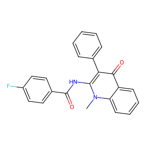 4-fluoro-N-(1-methyl-4-oxo-3-phenyl-1,4-dihydroquinolin-2-yl)benzamide structure