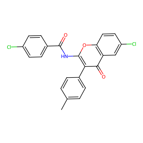 4-chloro-N-[6-chloro-3-(4-methylphenyl)-4-oxo-4H-chromen-2-yl]benzamide structure