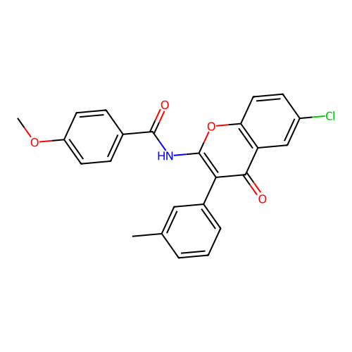 N-[6-chloro-3-(3-methylphenyl)-4-oxo-4H-chromen-2-yl]-4-methoxybenzamide structure
