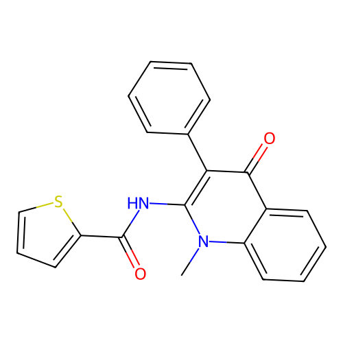 N-(1-methyl-4-oxo-3-phenyl-1,4-dihydroquinolin-2-yl)thiophene-2-carboxamide structure