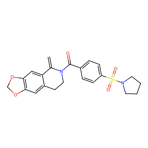 (5-methylene-7,8-dihydro-[1,3]dioxolo[4,5-g]isoquinolin-6(5H)-yl)(4-(pyrrolidin-1-ylsulfonyl)phenyl)methanone structure