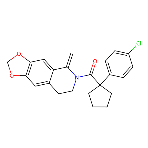 (1-(4-chlorophenyl)cyclopentyl)(5-methylene-7,8-dihydro-[1,3]dioxolo[4,5-g]isoquinolin-6(5H)-yl)methanone structure