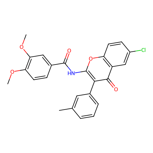 N-[6-chloro-3-(3-methylphenyl)-4-oxo-4H-chromen-2-yl]-3,4-dimethoxybenzamide structure