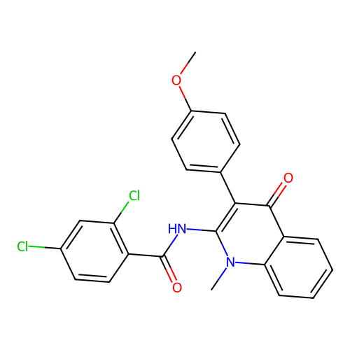 2,4-dichloro-N-[3-(4-methoxyphenyl)-1-methyl-4-oxoquinolin-2-yl]benzamide structure