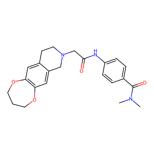 4-[[2-(2,3,4,7,9,10-hexahydro-[1,4]dioxepino[2,3-g]isoquinolin-8-yl)acetyl]amino]-N,N-dimethylbenzamide structure