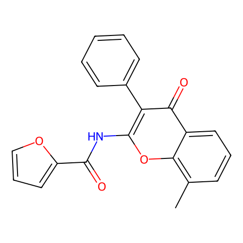 N-(8-methyl-4-oxo-3-phenyl-4H-chromen-2-yl)furan-2-carboxamide structure