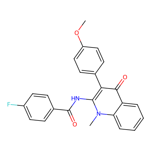 4-fluoro-N-[3-(4-methoxyphenyl)-1-methyl-4-oxo-quinolin-2-yl]benzamide structure