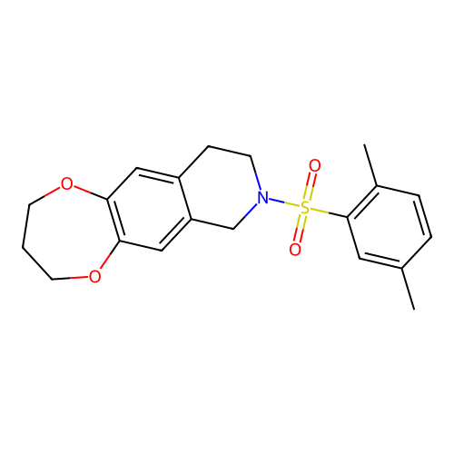 8-(2,5-dimethylphenyl)sulfonyl-2,3,4,7,9,10-hexahydro-[1,4]dioxepino[2,3-g]isoquinoline structure