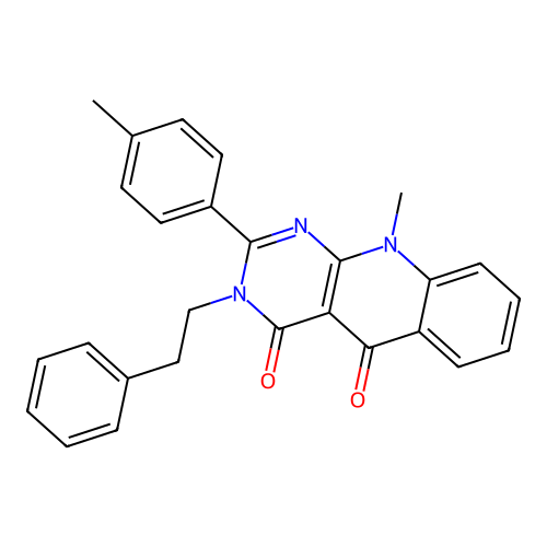 10-methyl-2-(4-methylphenyl)-3-(2-phenylethyl)pyrimido[4,5-b]quinoline-4,5(3H,10H)-dione structure