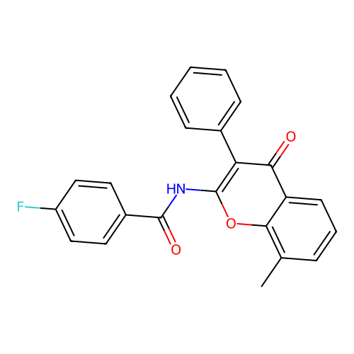 4-fluoro-N-(8-methyl-4-oxo-3-phenyl-4H-chromen-2-yl)benzamide structure
