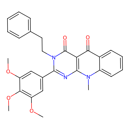 10-methyl-3-phenethyl-2-(3,4,5-trimethoxyphenyl)pyrimido[4,5-b]quinoline-4,5-dione structure