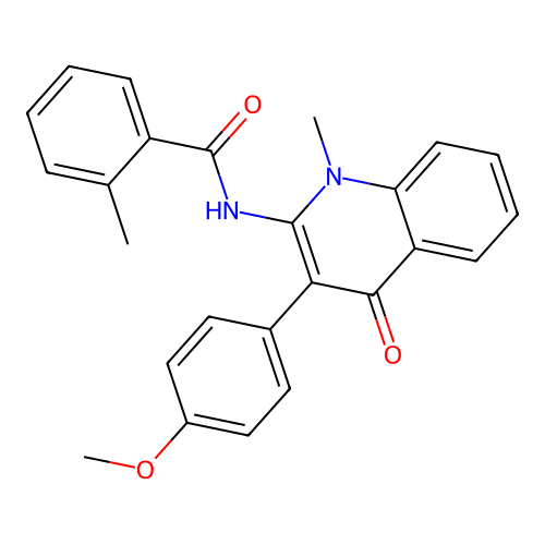 N-[3-(4-methoxyphenyl)-1-methyl-4-oxoquinolin-2-yl]-2-methylbenzamide structure