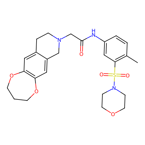 2-(2,3,4,7,9,10-hexahydro-[1,4]dioxepino[2,3-g]isoquinolin-8-yl)-N-(4-methyl-3-morpholin-4-ylsulfonylphenyl)acetamide structure