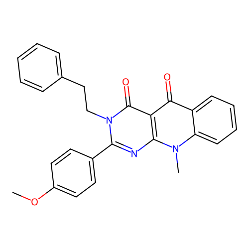 2-(4-Methoxy-phenyl)-10-methyl-3-phenethyl-3H,10H-pyrimido[4,5-b]quinoline-4,5-dione structure
