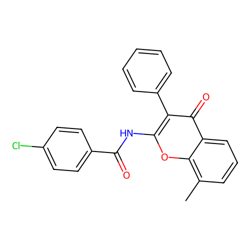 4-chloro-N-(8-methyl-4-oxo-3-phenyl-4H-chromen-2-yl)benzamide structure