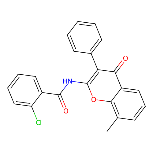 2-chloro-N-(8-methyl-4-oxo-3-phenyl-4H-chromen-2-yl)benzamide structure