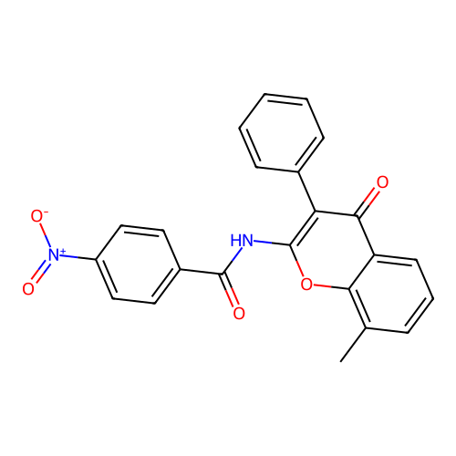 N-(8-methyl-4-oxo-3-phenyl-4H-chromen-2-yl)-4-nitrobenzamide structure