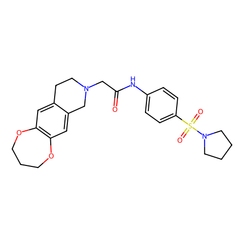 2-(2,3,4,7,9,10-hexahydro-[1,4]dioxepino[2,3-g]isoquinolin-8-yl)-N-(4-pyrrolidin-1-ylsulfonylphenyl)acetamide structure