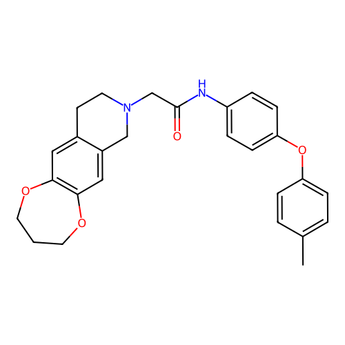 2-(2,3,4,7,9,10-hexahydro-[1,4]dioxepino[2,3-g]isoquinolin-8-yl)-N-[4-(4-methylphenoxy)phenyl]acetamide structure