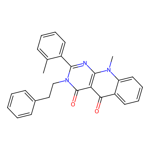 10-methyl-2-(2-methylphenyl)-3-(2-phenylethyl)pyrimido[4,5-b]quinoline-4,5(3H,10H)-dione structure