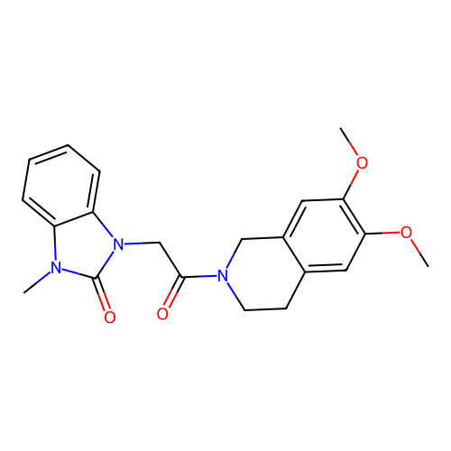 1-(2-(6,7-dimethoxy-3,4-dihydroisoquinolin-2(1H)-yl)-2-oxoethyl)-3-methyl-1H-benzo[d]imidazol-2(3H)-one structure