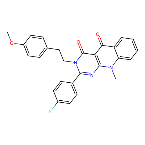 2-(4-Fluoro-phenyl)-3-[2-(4-methoxy-phenyl)-ethyl]-10-methyl-3H,10H-pyrimido[4,5-b]quinoline-4,5-dion e structure