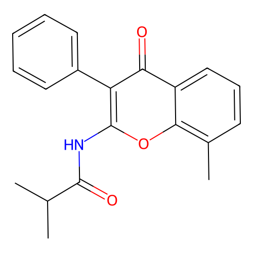 2-methyl-N-(8-methyl-4-oxo-3-phenyl-4H-chromen-2-yl)propanamide structure