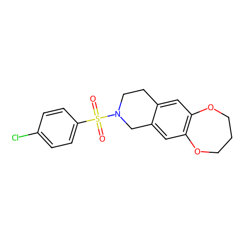 8-(4-chlorophenyl)sulfonyl-2,3,4,7,9,10-hexahydro-[1,4]dioxepino[2,3-g]isoquinoline structure