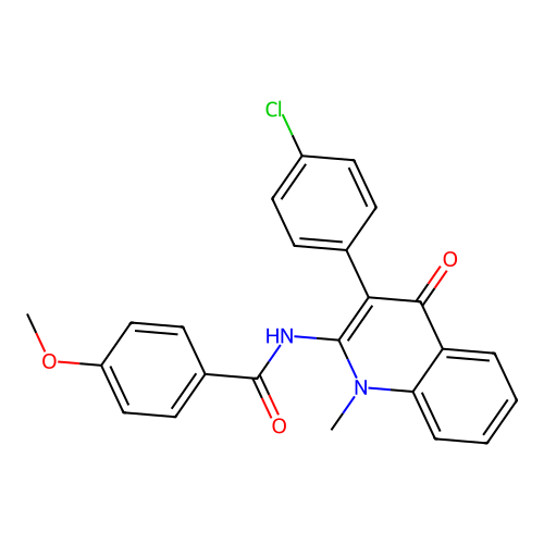N-[3-(4-chlorophenyl)-1-methyl-4-oxo-quinolin-2-yl]-4-methoxy-benzamide structure