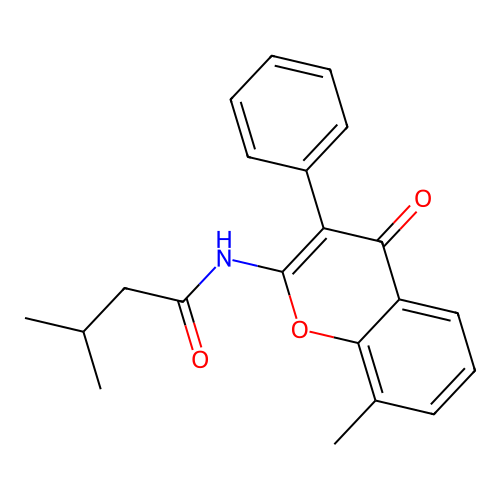 3-methyl-N-(8-methyl-4-oxo-3-phenyl-4H-chromen-2-yl)butanamide structure