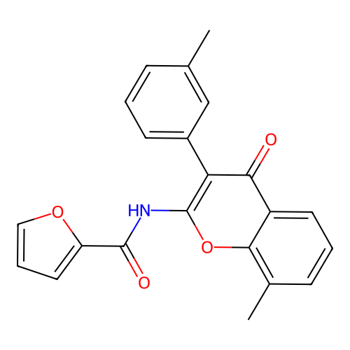 N-[8-methyl-3-(3-methylphenyl)-4-oxo-4H-chromen-2-yl]furan-2-carboxamide structure