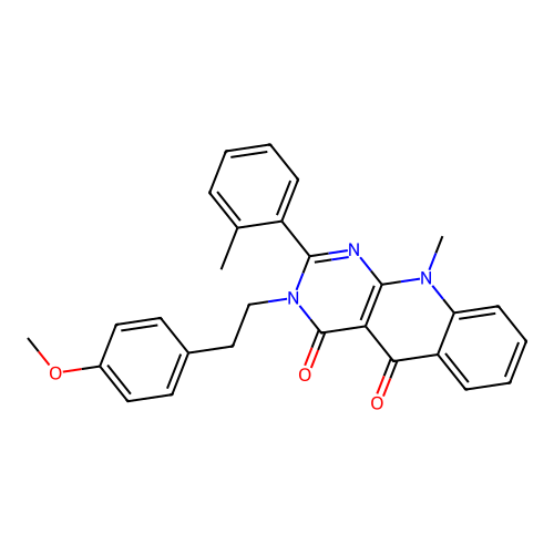3-(4-methoxyphenethyl)-10-methyl-2-(o-tolyl)pyrimido[4,5-b]quinoline-4,5(3H,10H)-dione structure