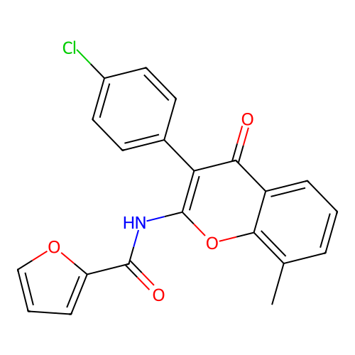 N-[3-(4-chlorophenyl)-8-methyl-4-oxo-4H-chromen-2-yl]furan-2-carboxamide structure