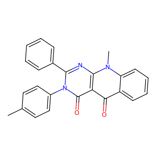 10-methyl-3-(4-methylphenyl)-2-phenylpyrimido[4,5-b]quinoline-4,5(3H,10H)-dione structure