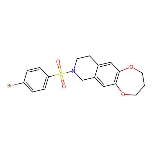 8-((4-bromophenyl)sulfonyl)-3,4,7,8,9,10-hexahydro-2H-[1,4]dioxepino[2,3-g]isoquinoline structure