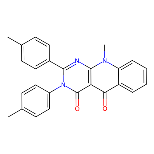 10-methyl-2,3-di-p-tolylpyrimido[4,5-b]quinoline-4,5(3H,10H)-dione structure